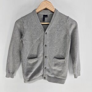 Janie and Jack Cardigan Sweater Boys 8 Gray V-Neck Button Front Knit School Prep